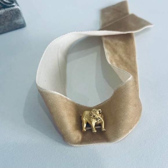 Velvet Fabric Bracelet with Bulldog Charms - Picture 11 of 13